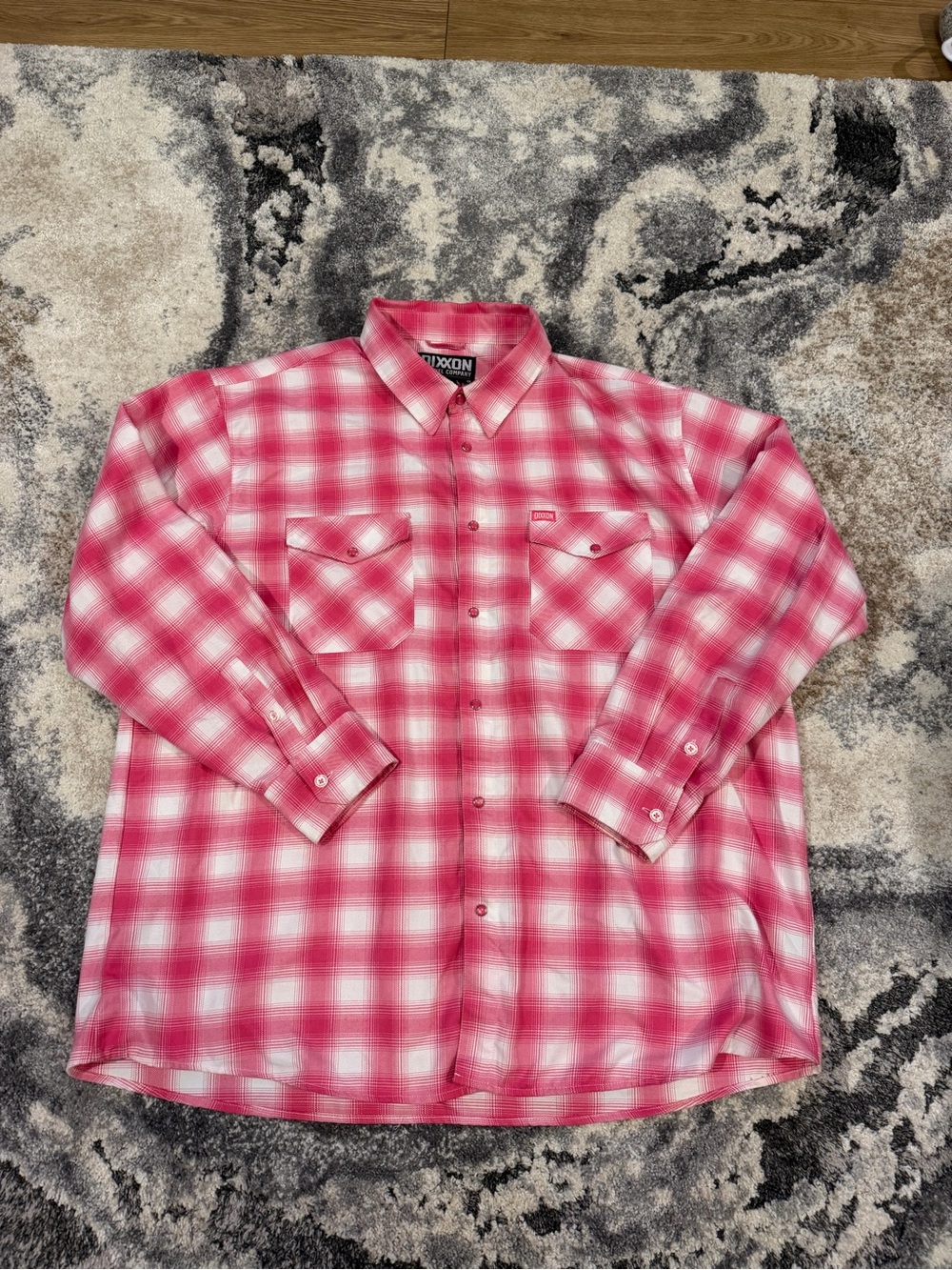 DIXXON Flannel “The Ribbon” 4X Pink Plaid Snap Front Breast Cancer Awareness